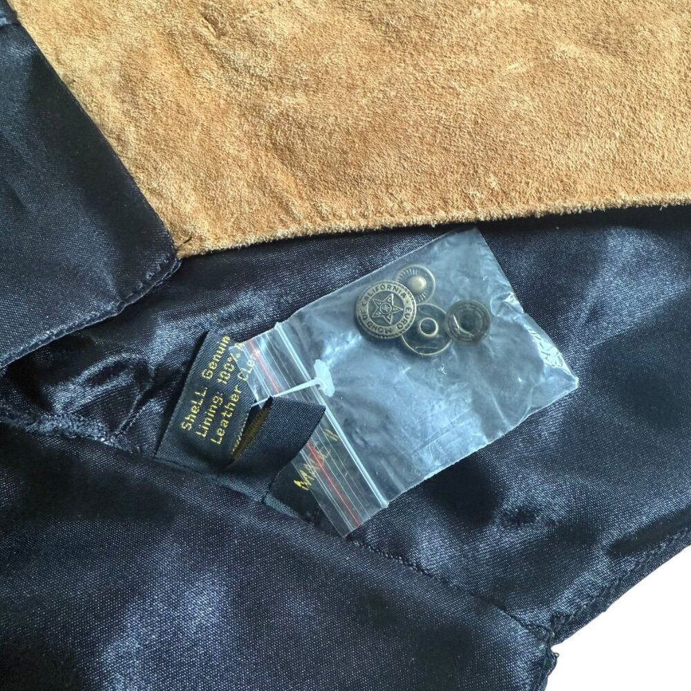 Vintage Scully Vest Men's Medium Brown Tan Suede Leather Snap Satin Back - Picture 3 of 8